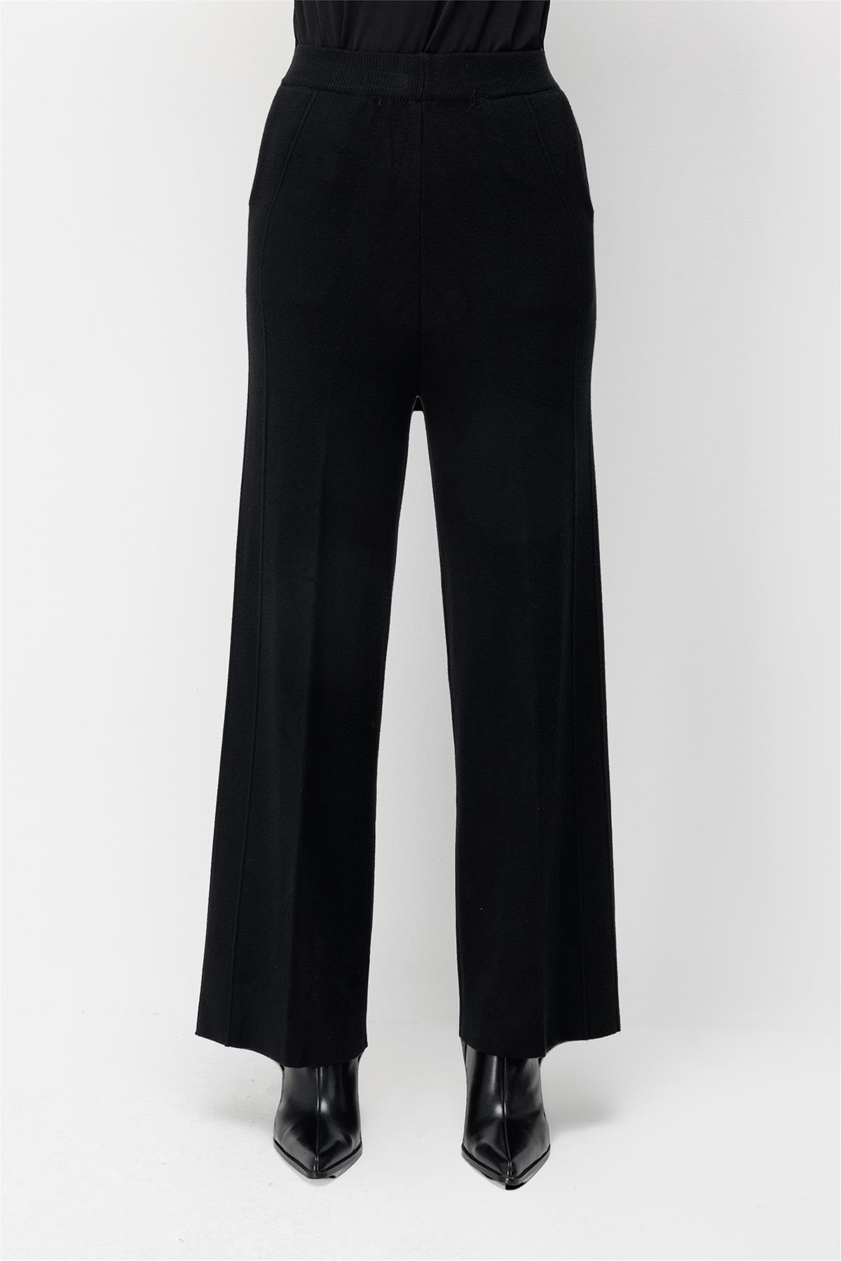 Beli Lastikli Bol Paça Triko Pantolon