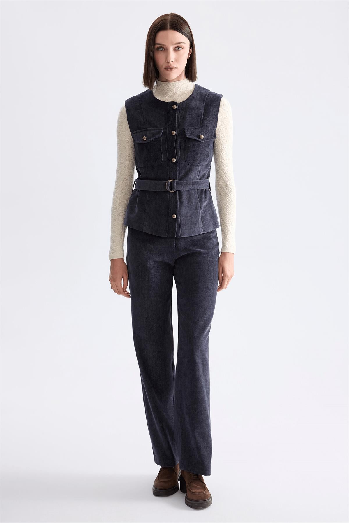 High-Waist Straight-Leg Trousers