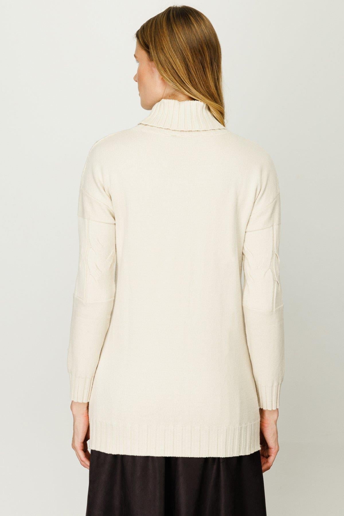 Balıkçı Yaka Cepli Kadın Kazak