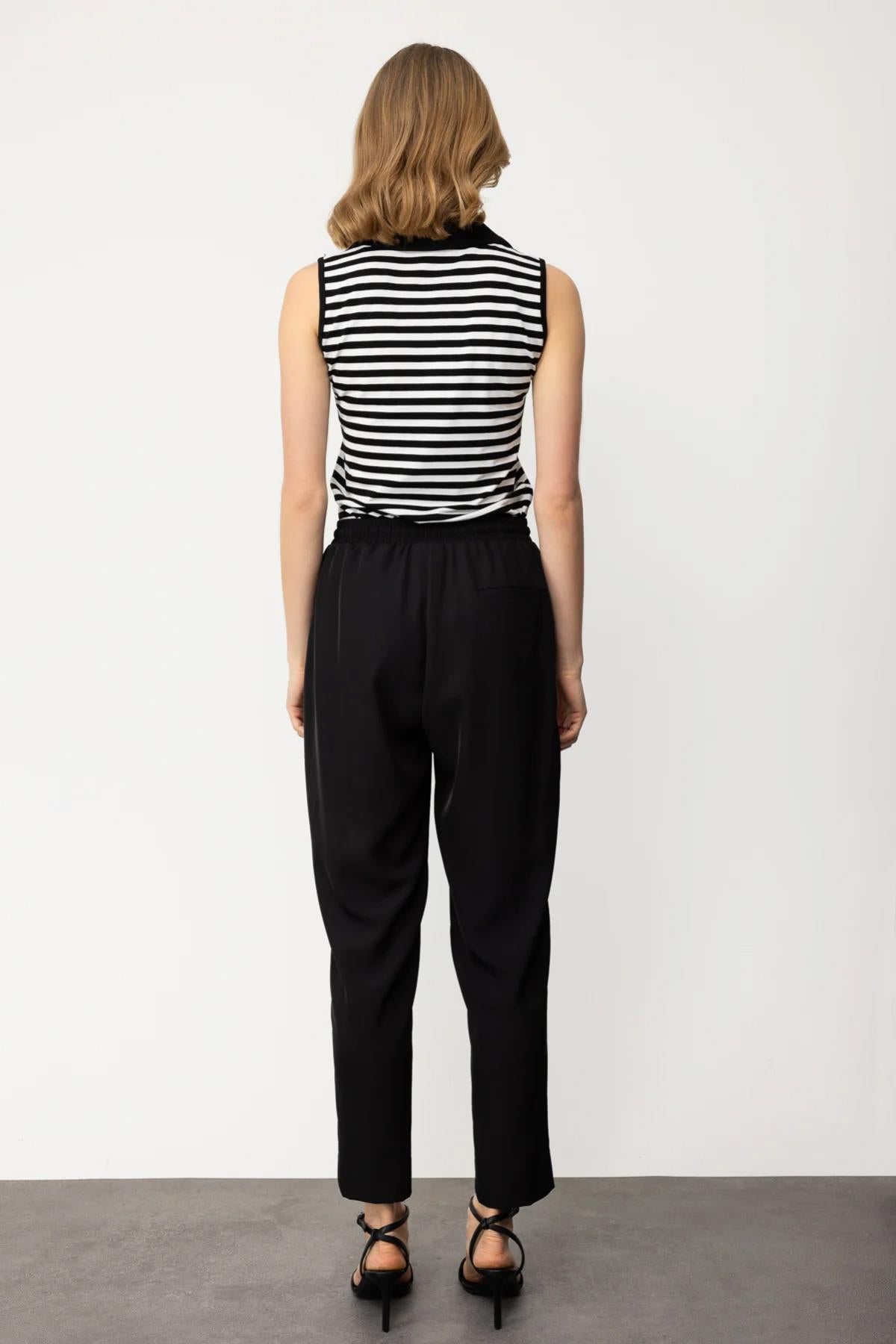 Slim Leg Trousers with Waist Lace