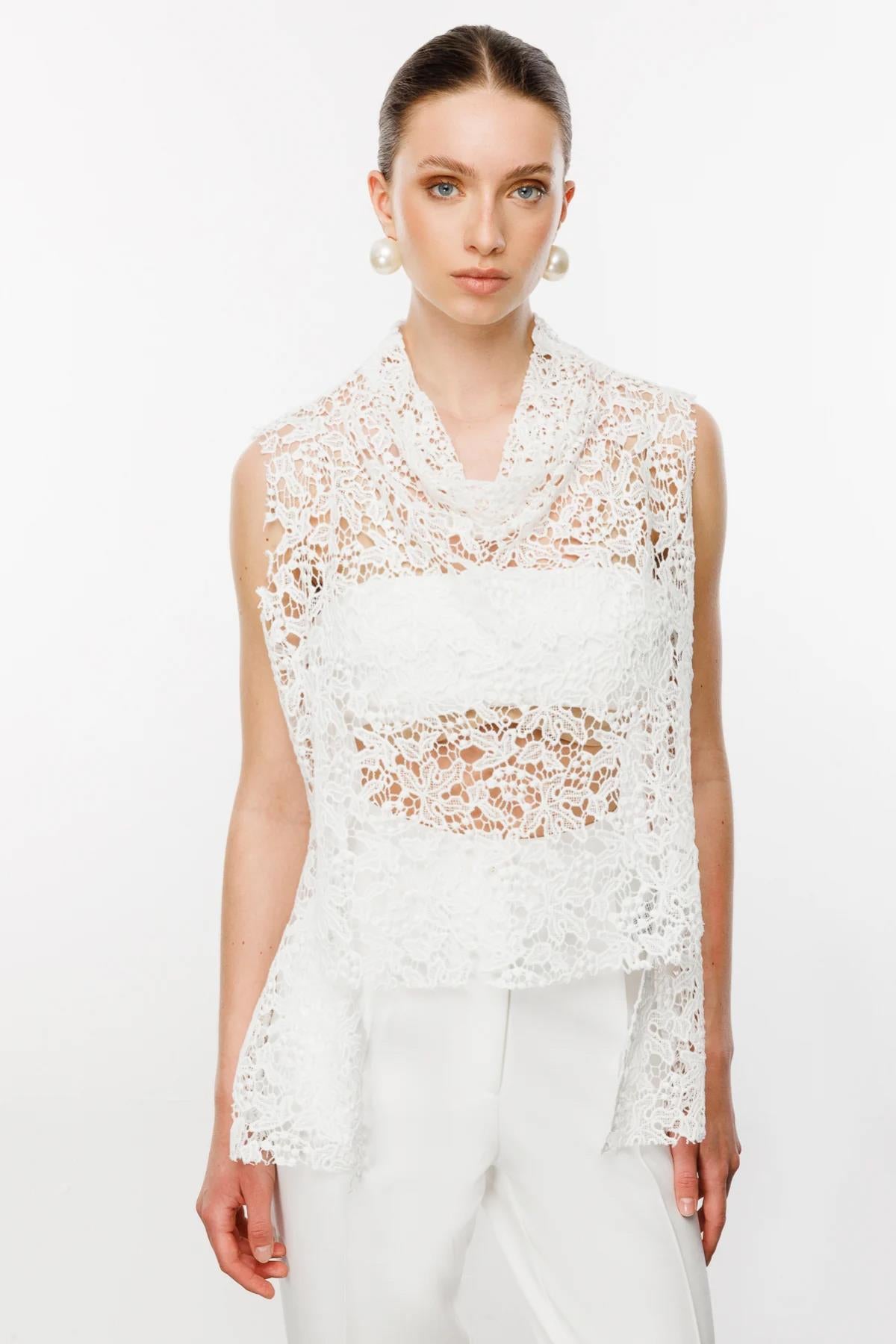 Kendinden Dantel Kumaş Süveter