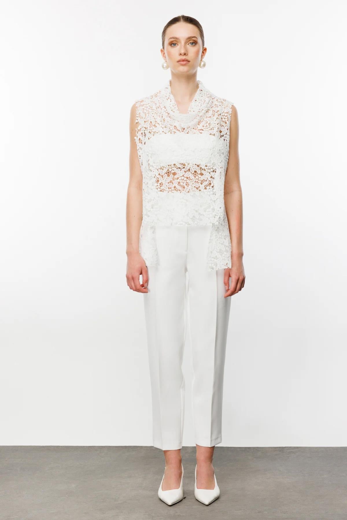 Kendinden Dantel Kumaş Süveter