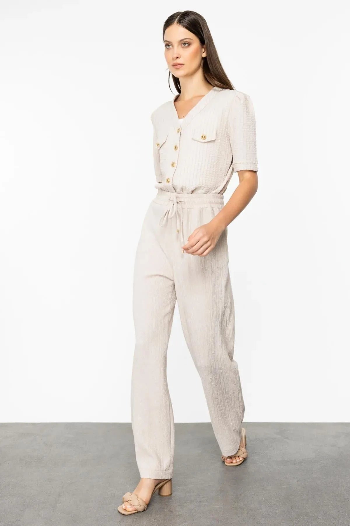 Self-Patterned Elastic Waist Trousers