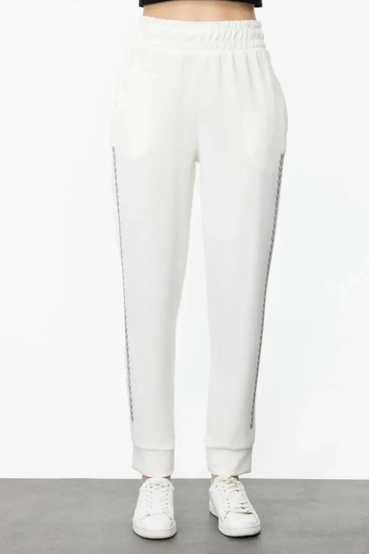 High Waist Stoned Women's Trousers