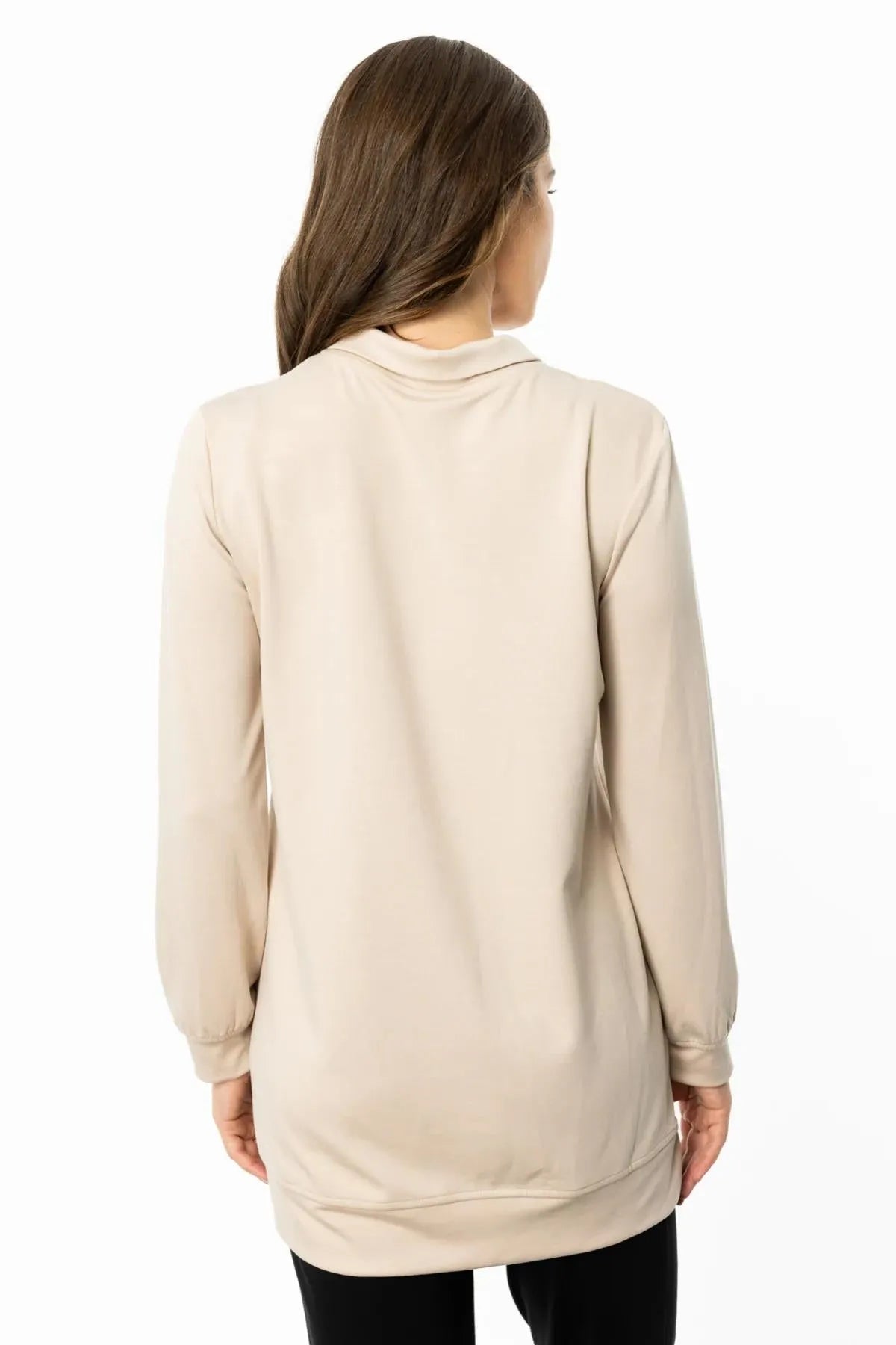 Zippered Floral Printed Sweat Tunic