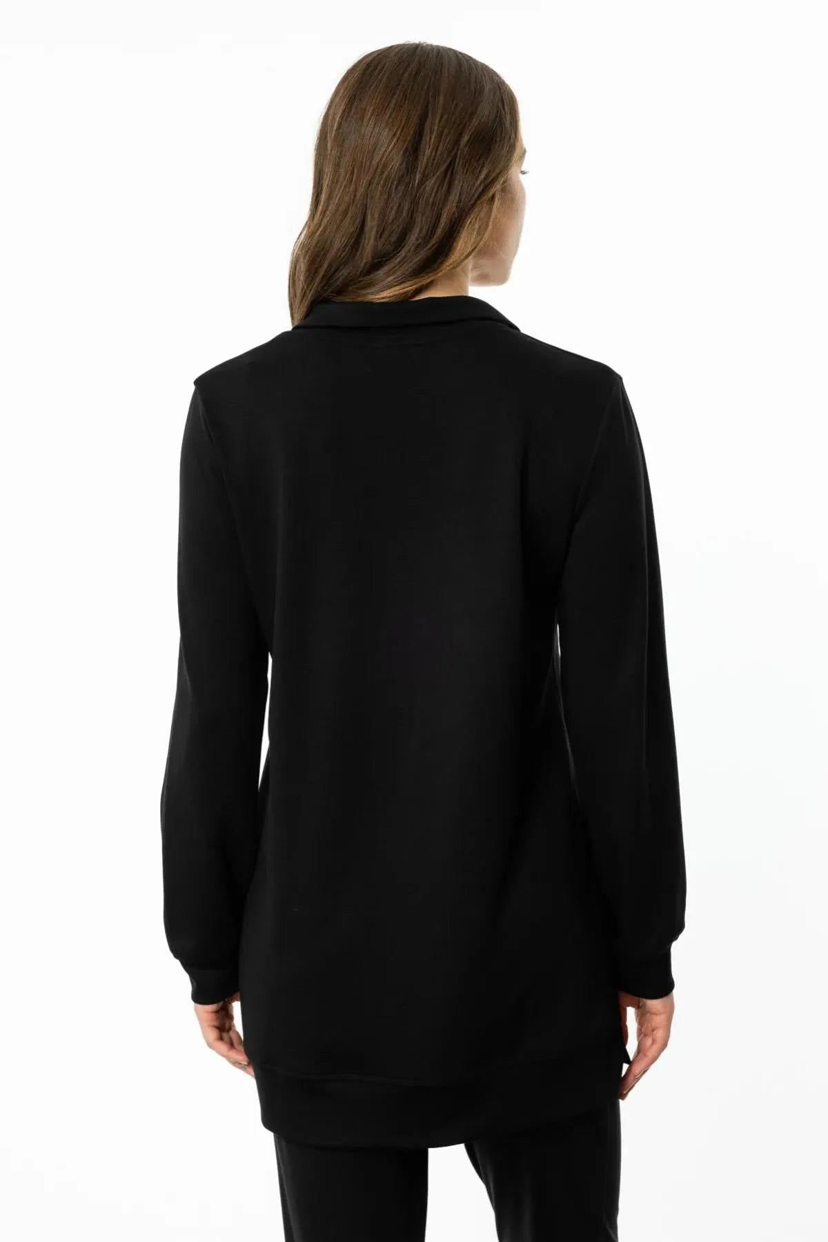 Zippered Floral Printed Sweat Tunic