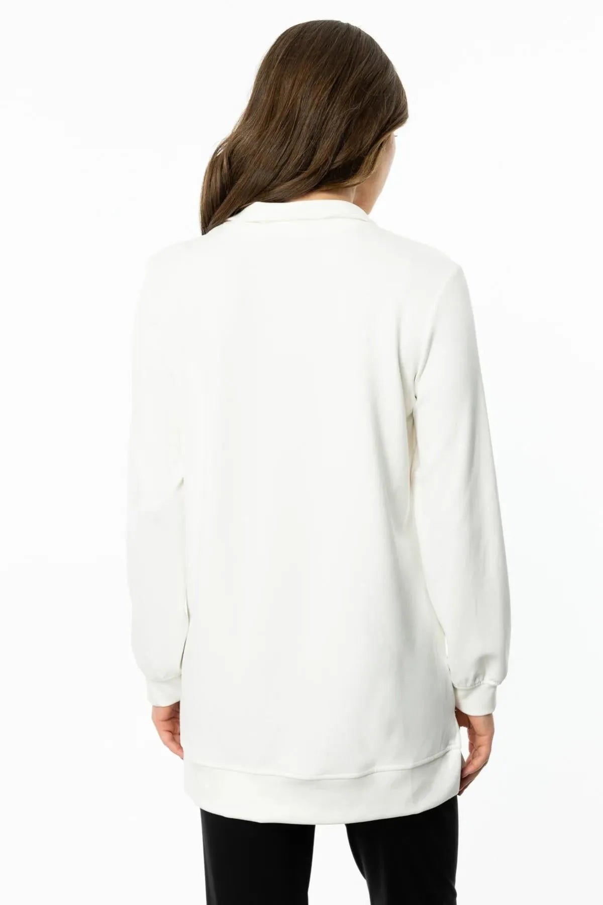 Zippered Floral Printed Sweat Tunic