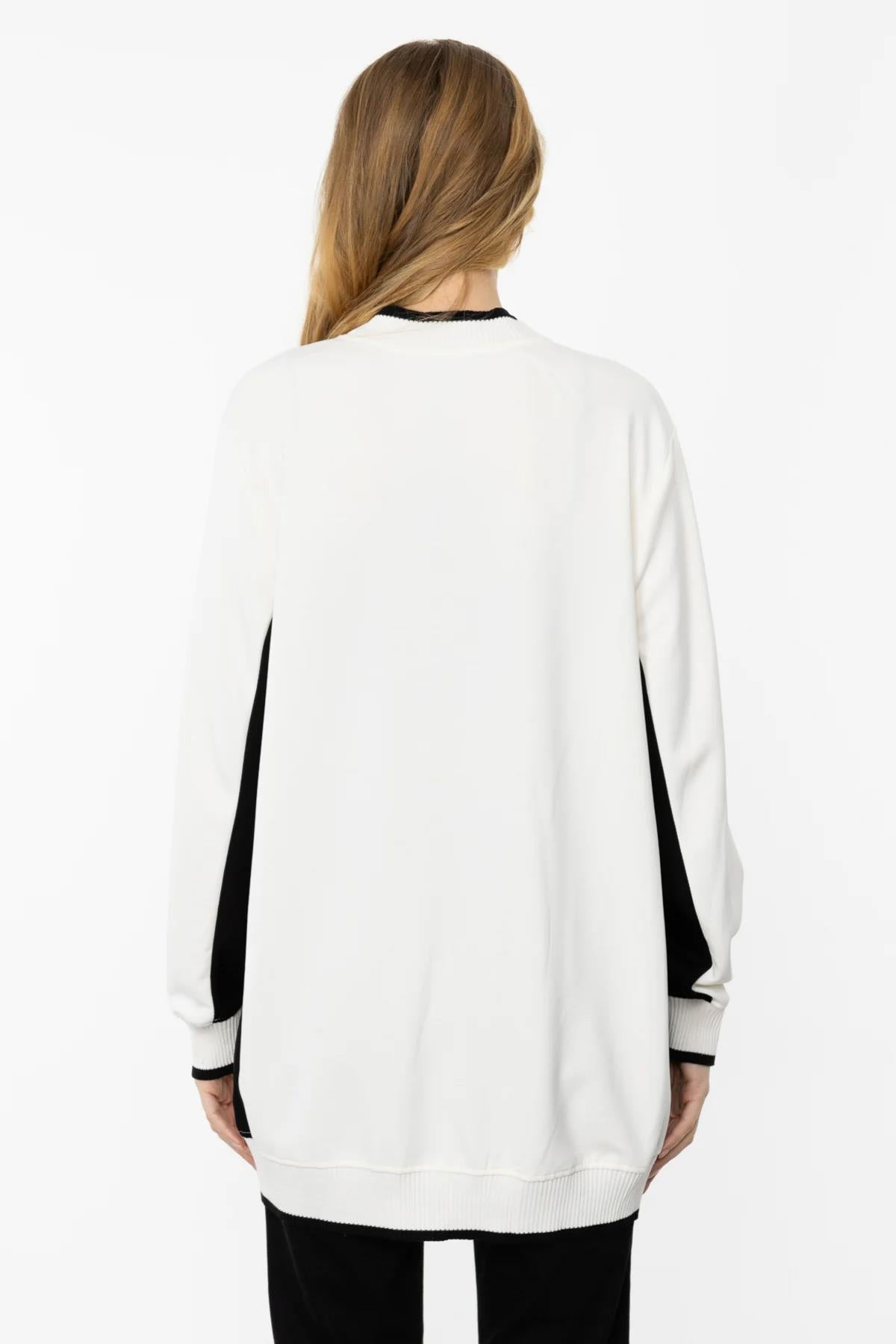 Cep Ve Gold Düğme Detaylı Ribanalı Uzun Hırka