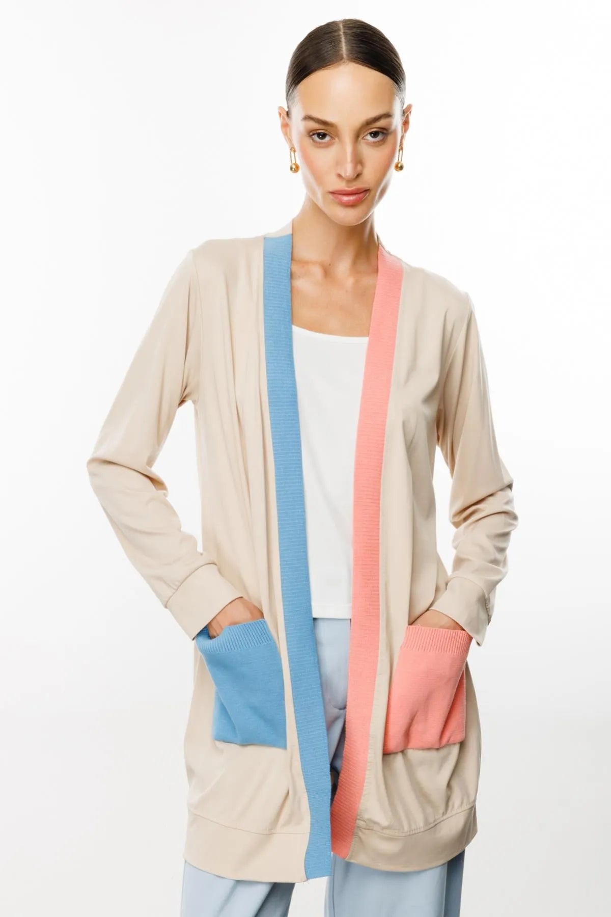 Ribbed Long Combed Cotton Cardigan