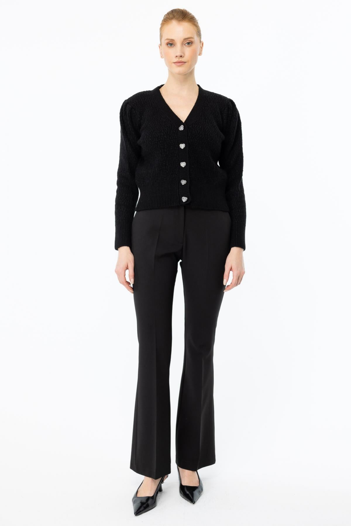 Glittery Cardigan with Heart Button Detail