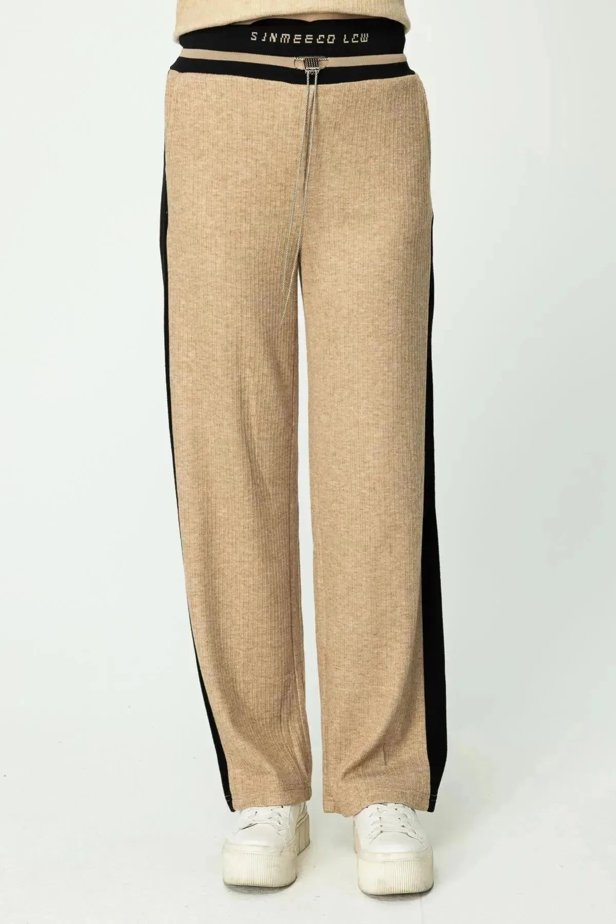 Rib Written Lace Chain Detailed Sweatpants