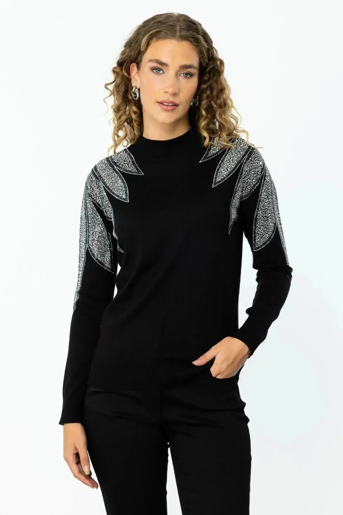 Stoned Shoulder Knitted Sweater