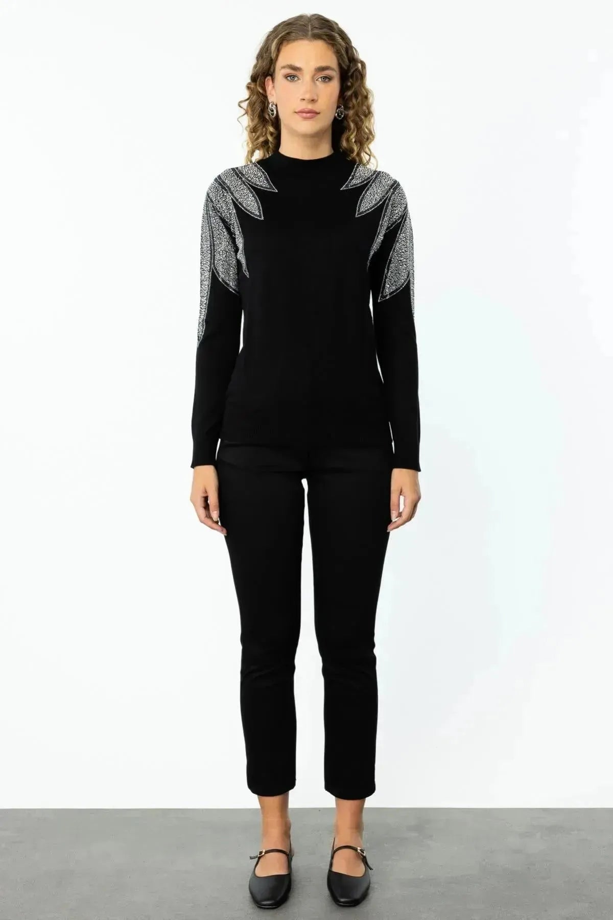 Stoned Shoulder Knitted Sweater
