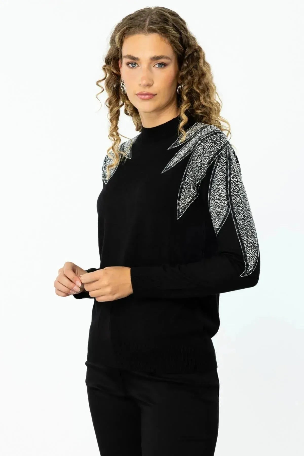 Stoned Shoulder Knitted Sweater