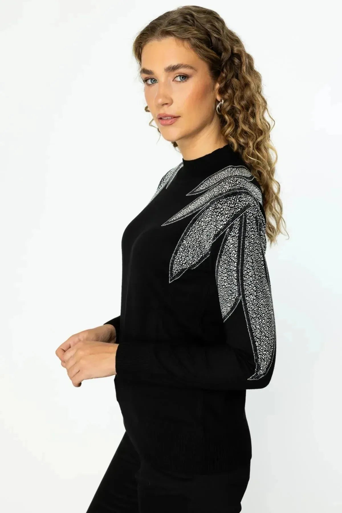 Stoned Shoulder Knitted Sweater