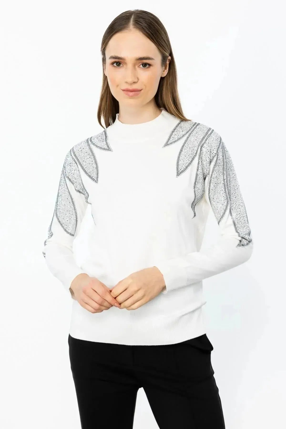 Stoned Shoulder Knitted Sweater