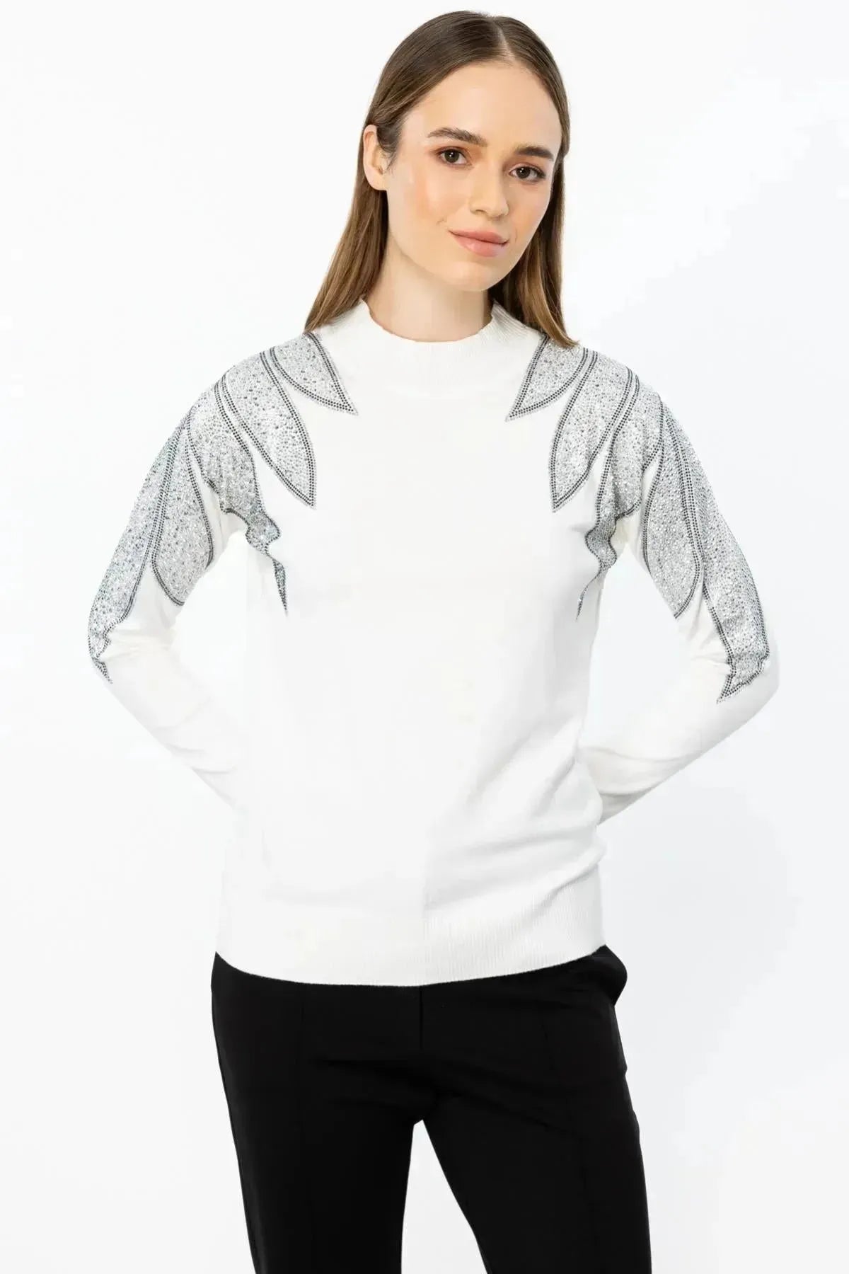 Stoned Shoulder Knitted Sweater