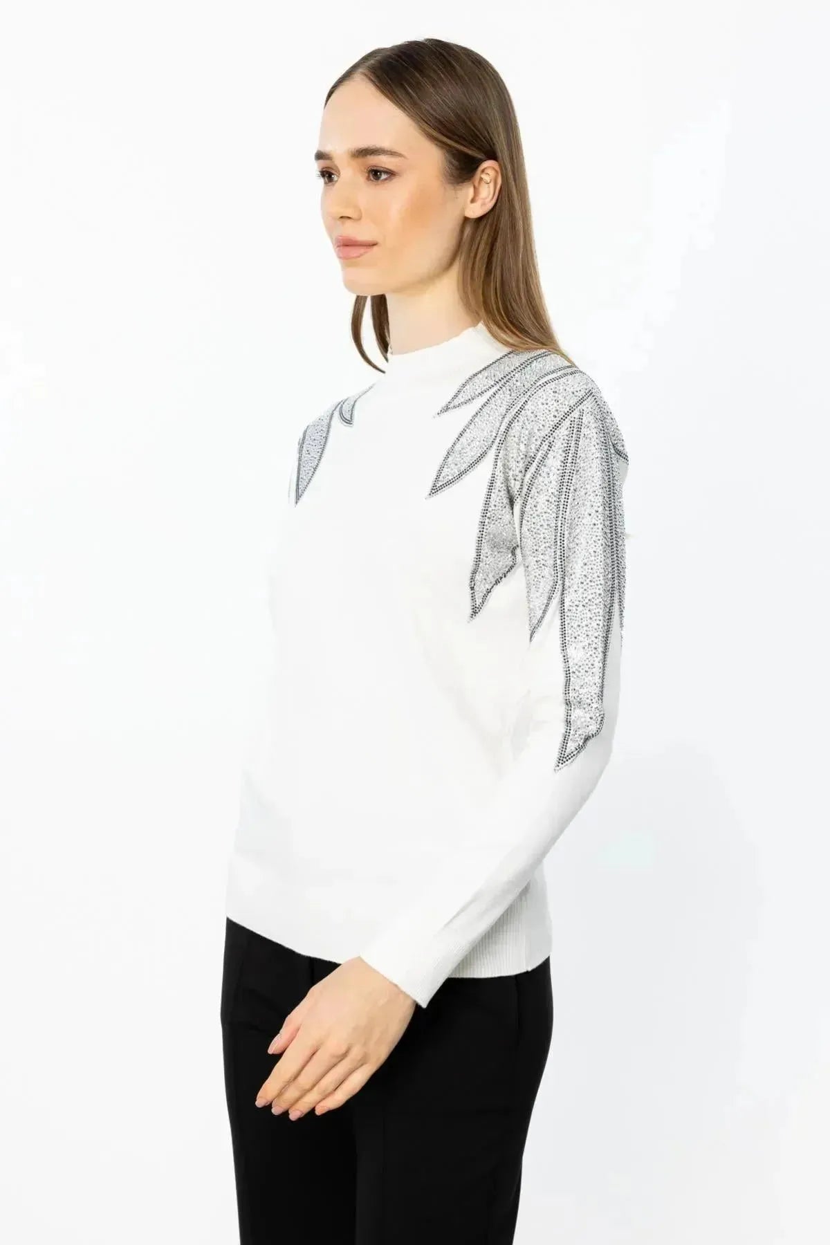Stoned Shoulder Knitted Sweater