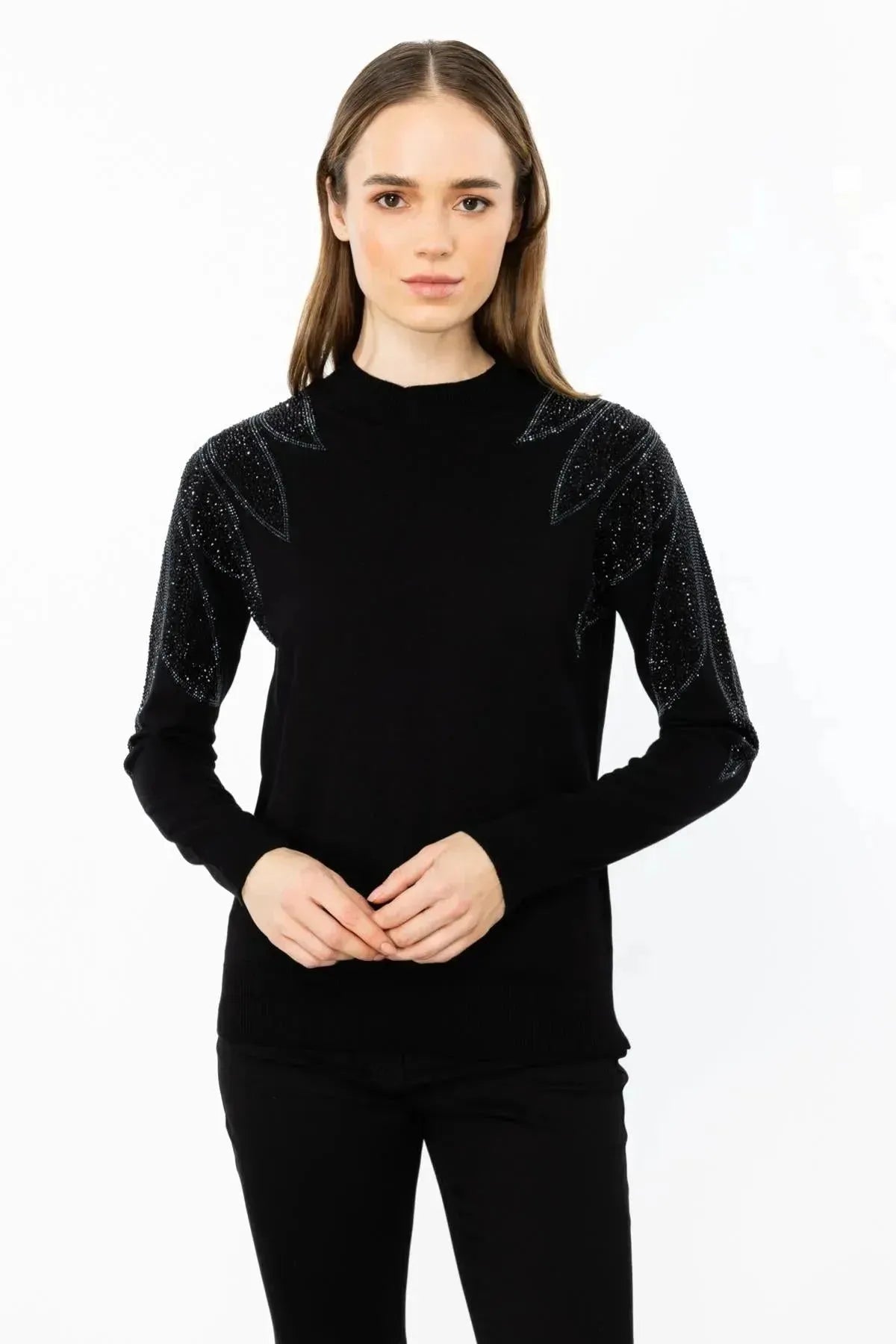 Stoned Shoulder Knitted Sweater