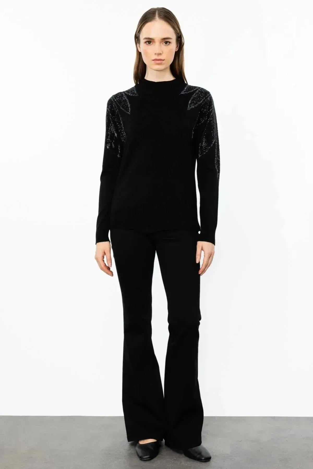 Stoned Shoulder Knitted Sweater