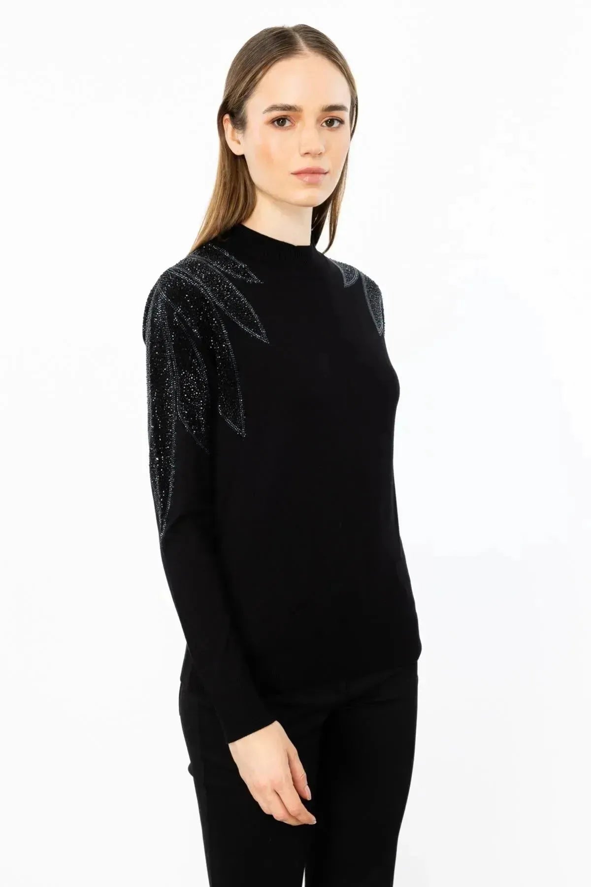 Stoned Shoulder Knitted Sweater