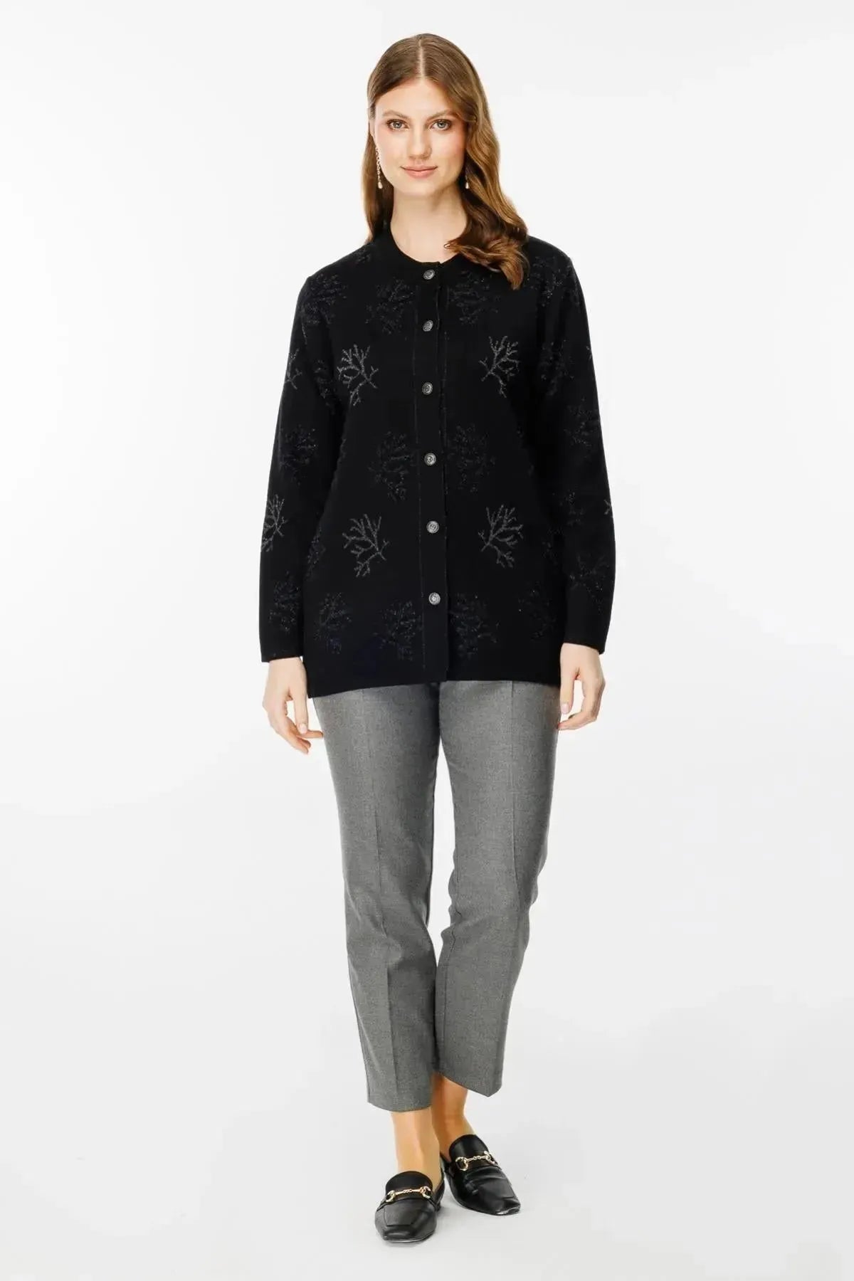 Tree Patterned Buttoned Cardigan