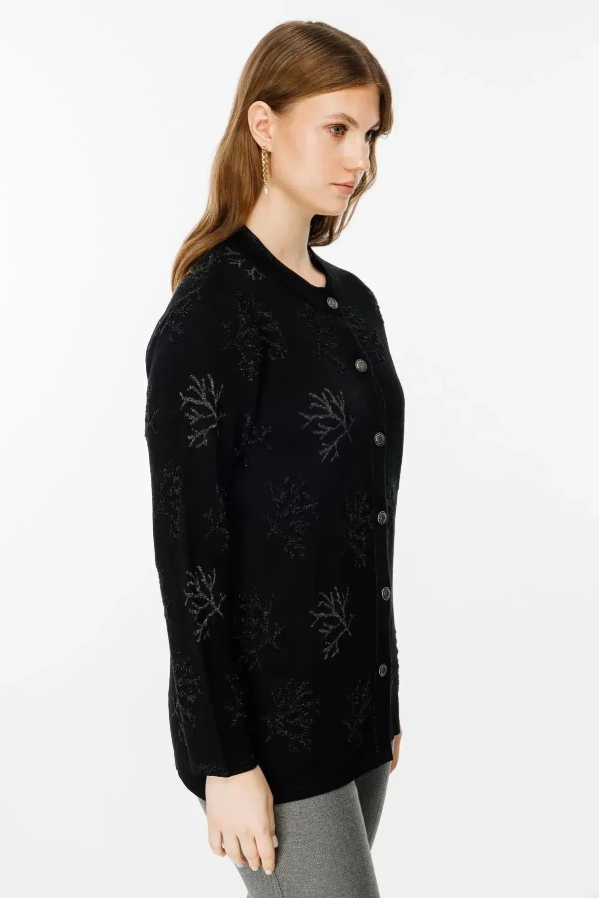 Tree Patterned Buttoned Cardigan