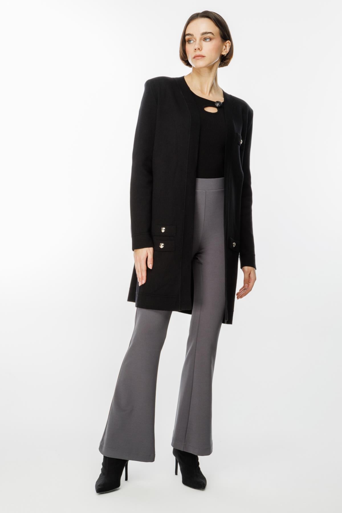 Long Cardigan with Heart Stud Detail