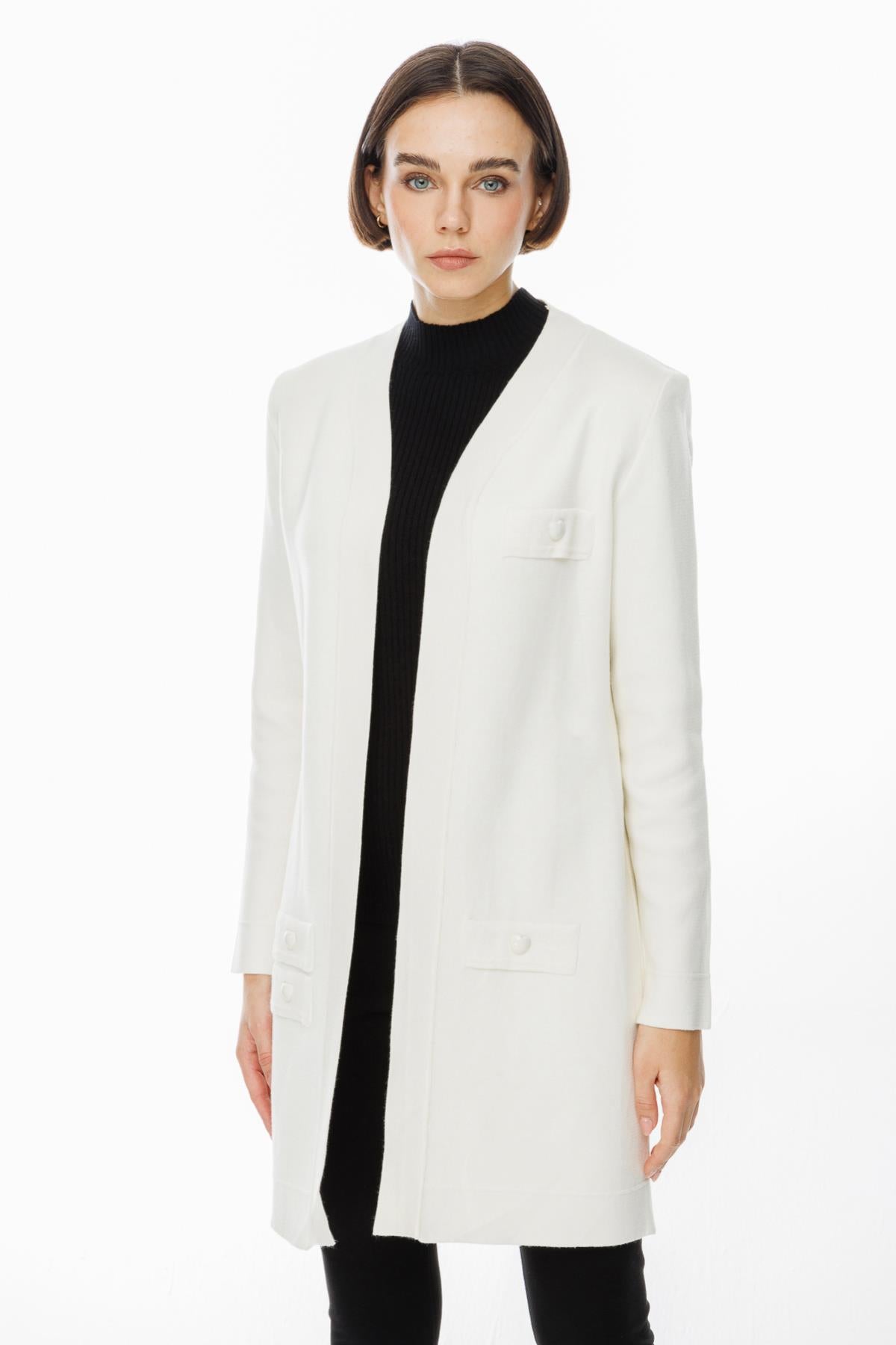 Long Cardigan with Heart Stud Detail