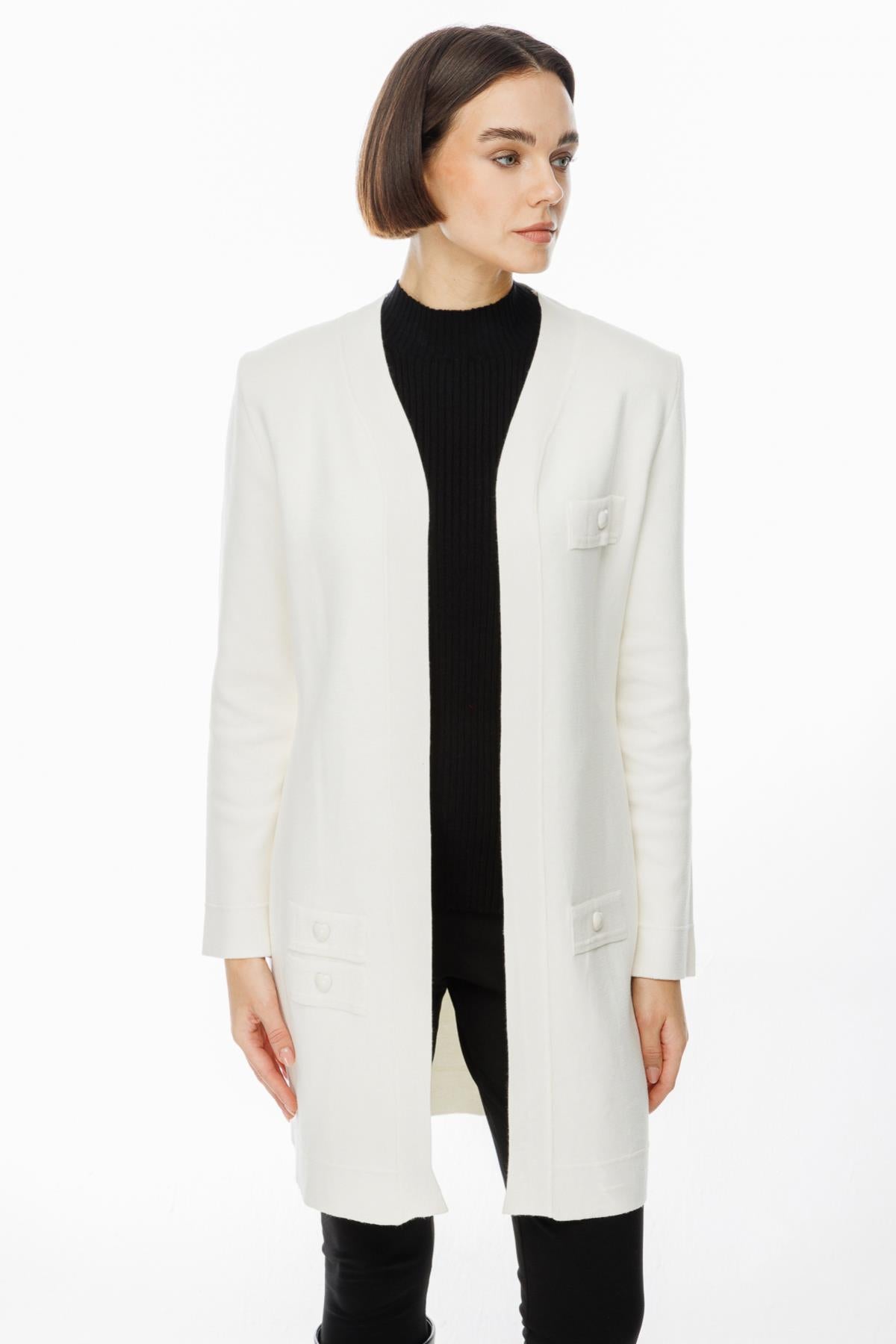 Long Cardigan with Heart Stud Detail