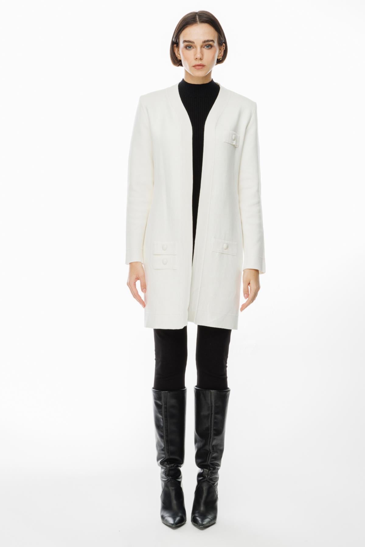 Long Cardigan with Heart Stud Detail