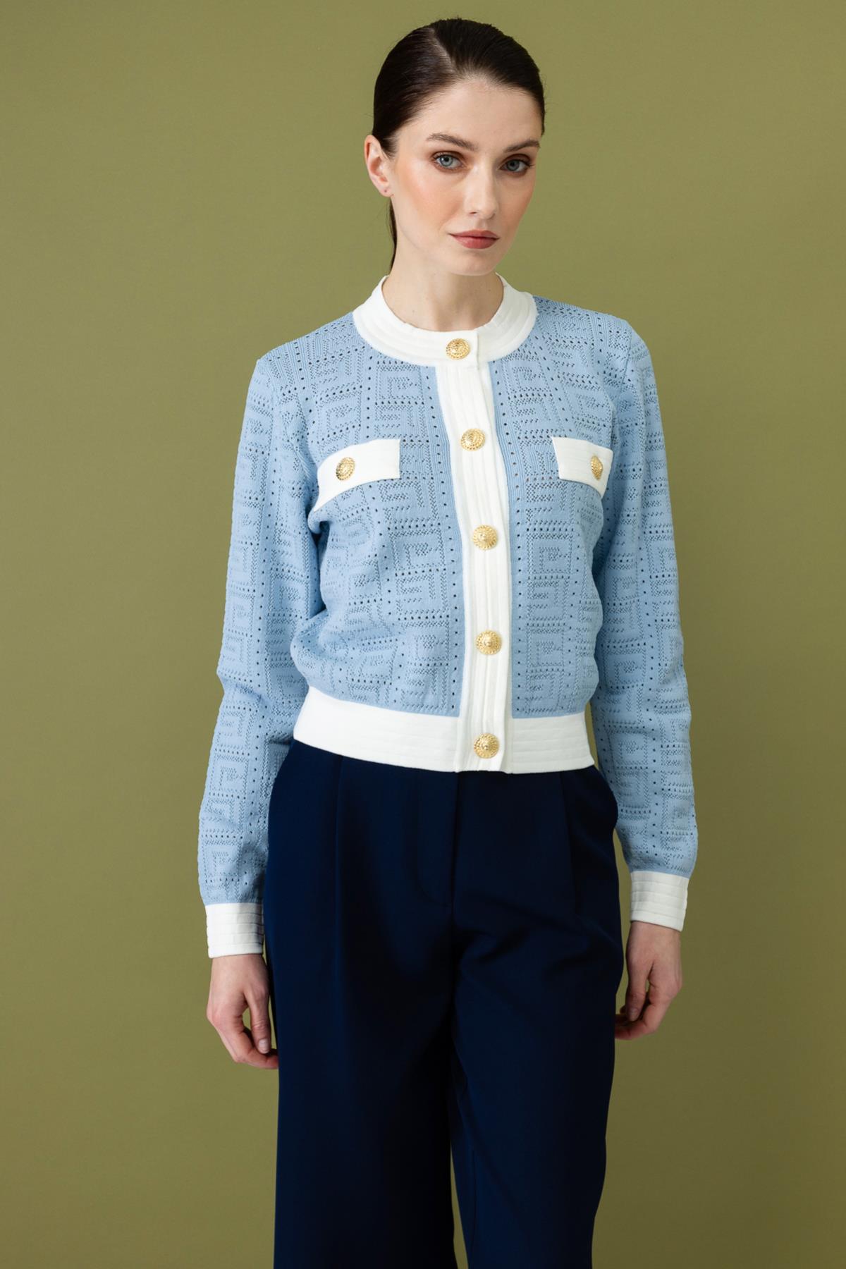 كارديجان محبوك بأزرار وياقة صفرية