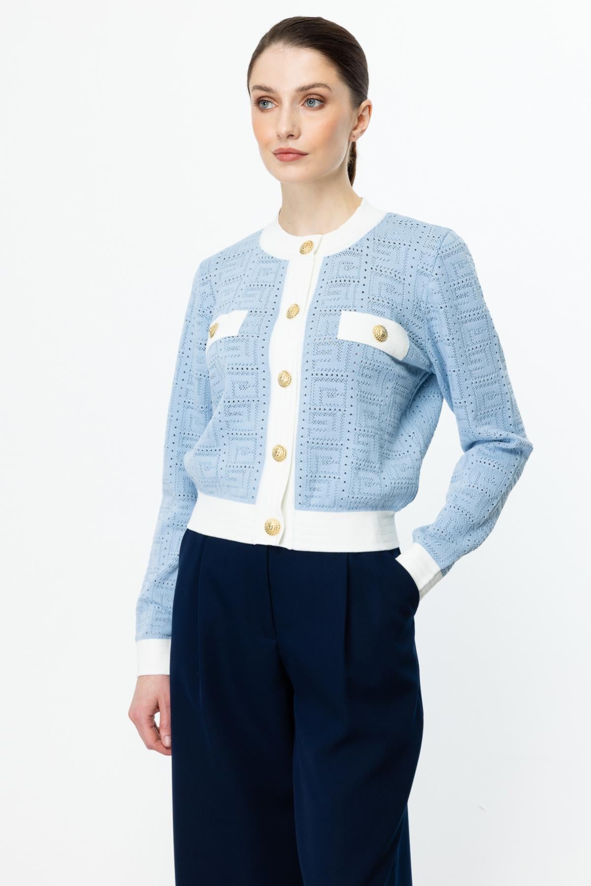 كارديجان محبوك بأزرار وياقة صفرية