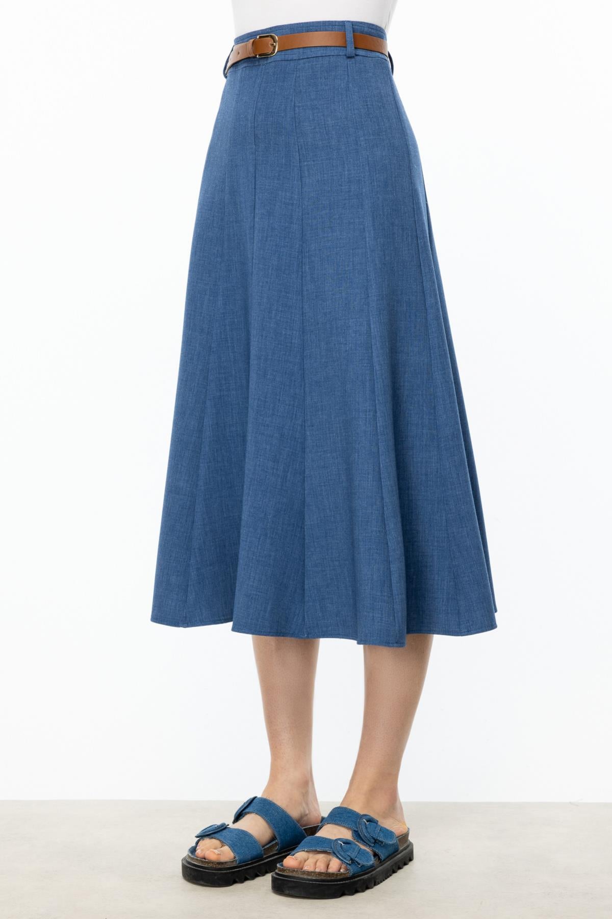Midi Length Split Bell Skirt
