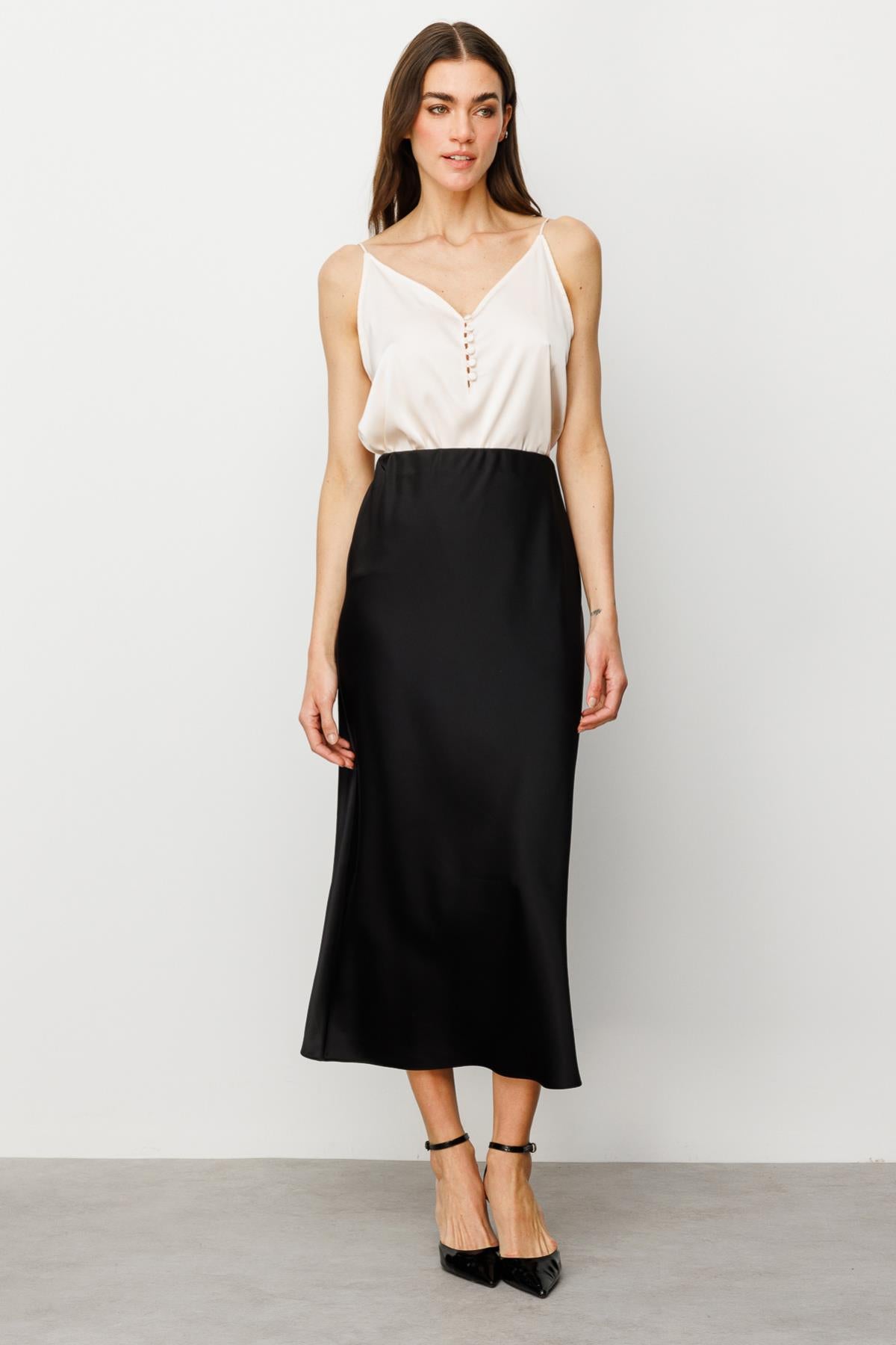 Elastic Waist Satin Skirt