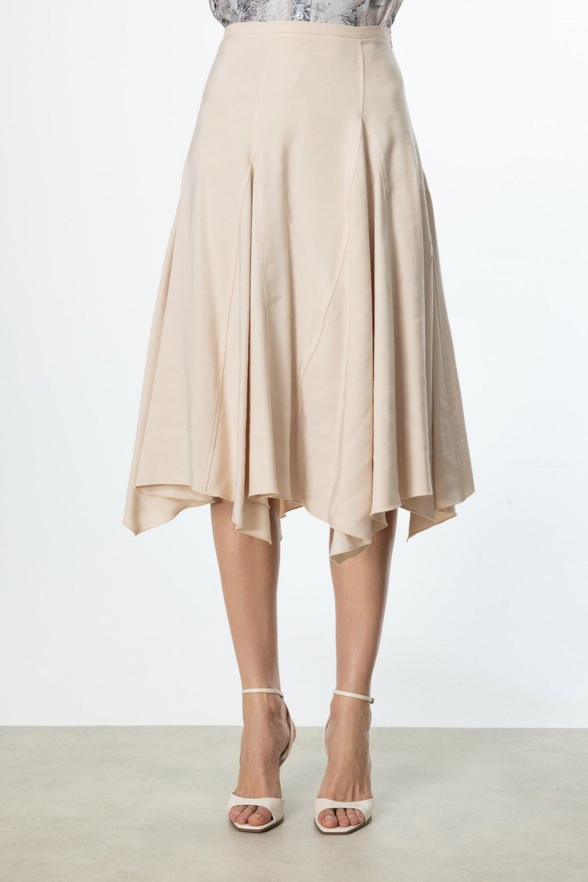 Asimetrik Kesim Midi Etek