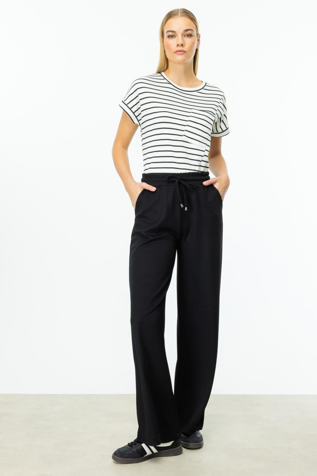 Wide Leg Sweatpants with Tie Waist