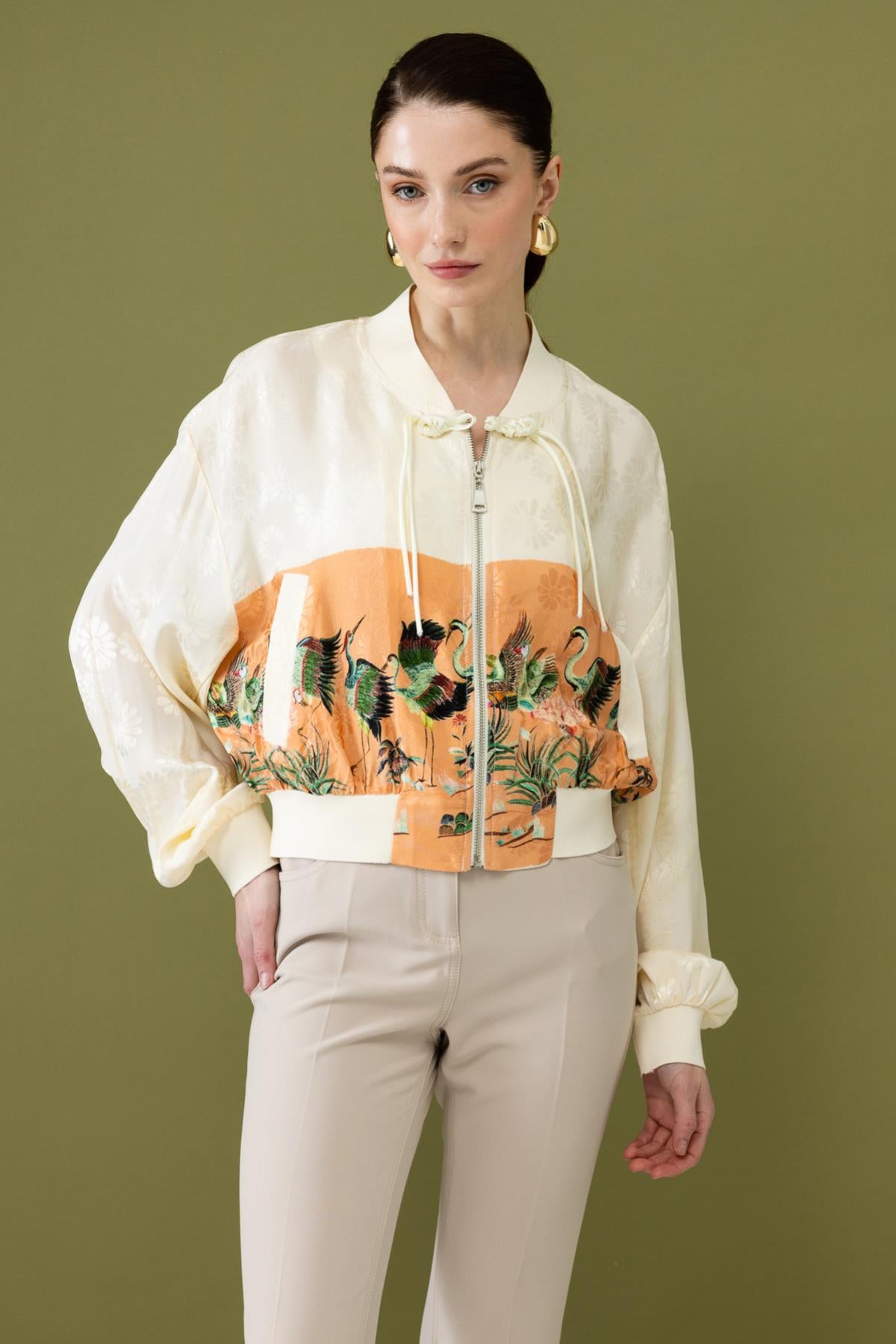 Patterned Ribbed Jacket