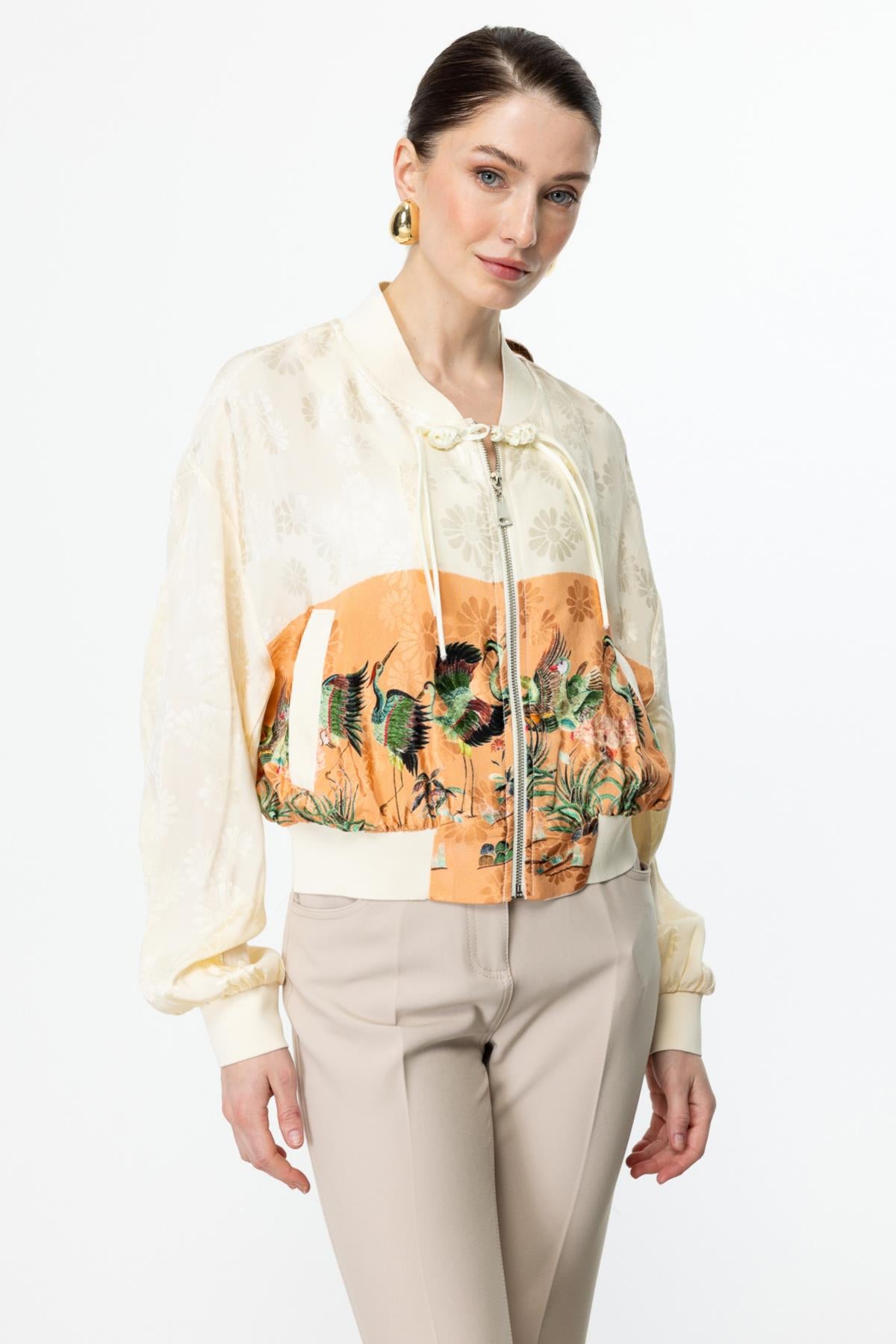 Patterned Ribbed Jacket