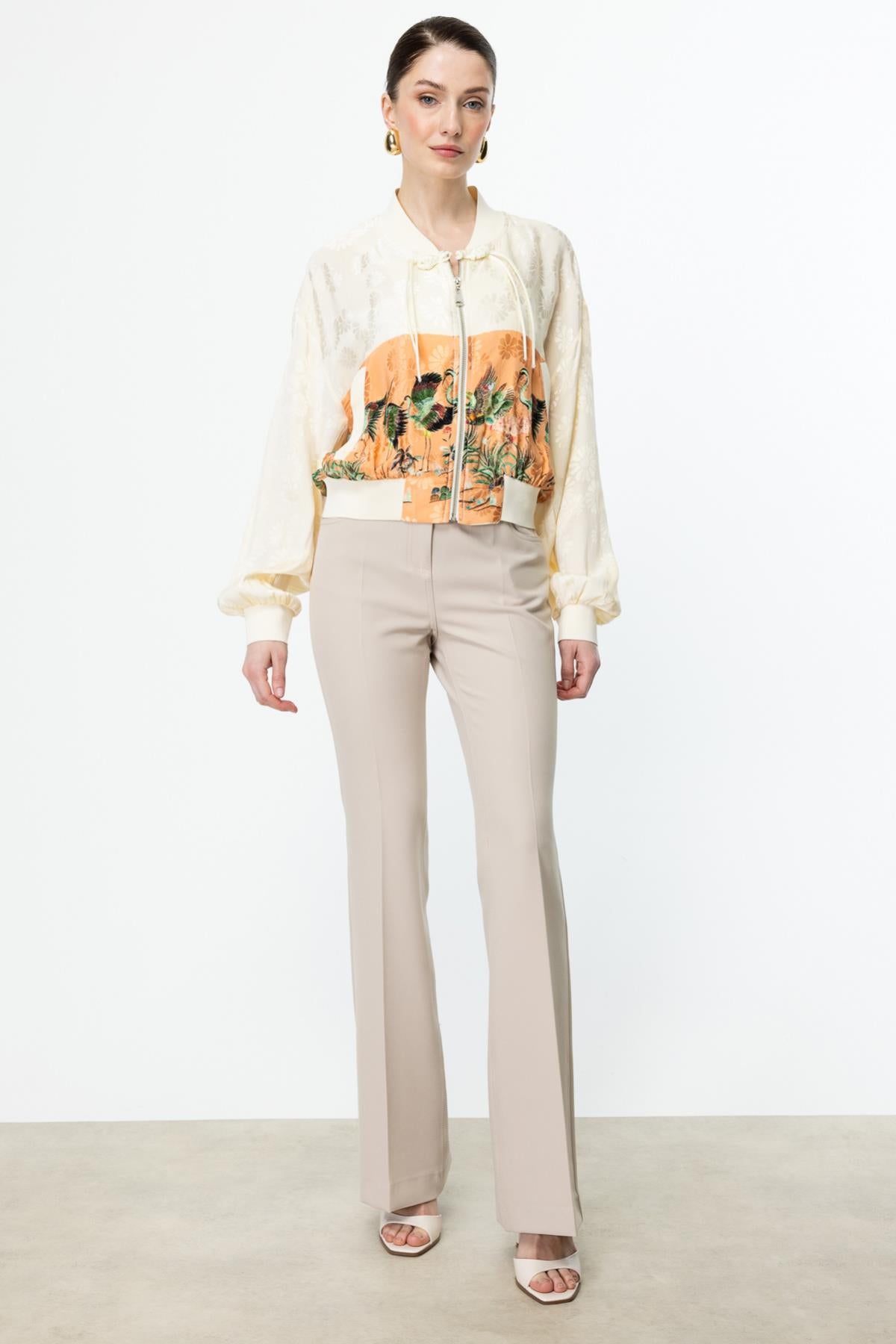 Patterned Ribbed Jacket