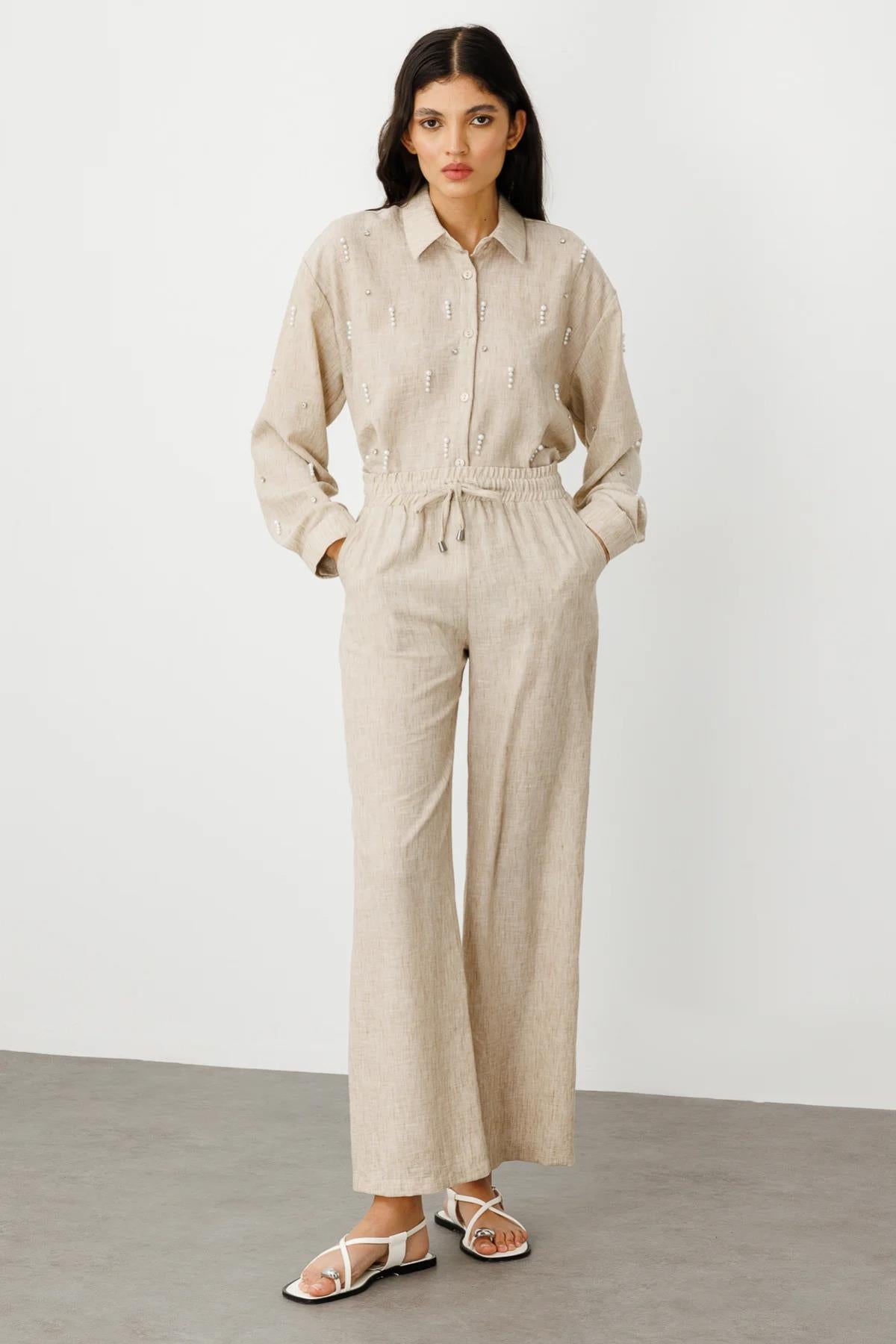 Wide Leg Linen Trousers