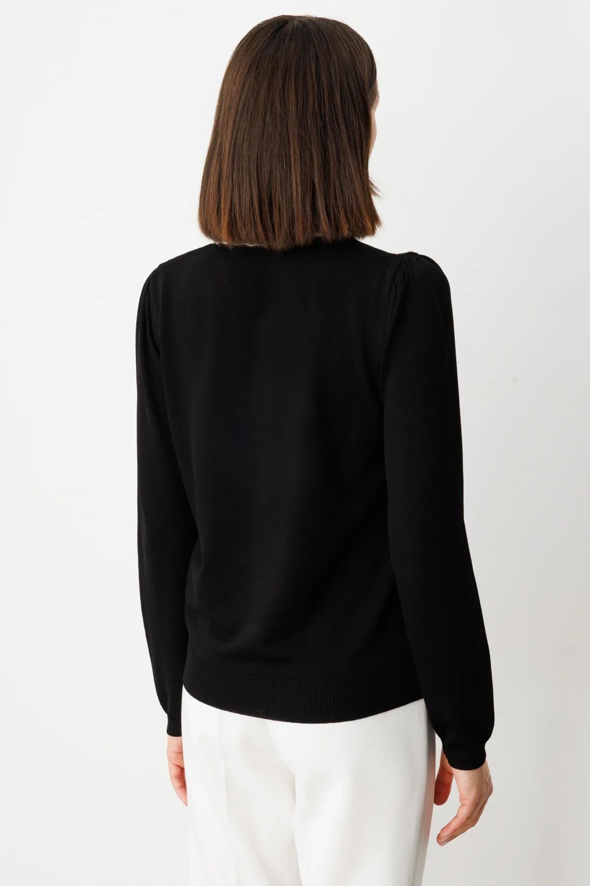 Zikzak Detaylı Uzun Kol Hırka Görünümlü Bluz