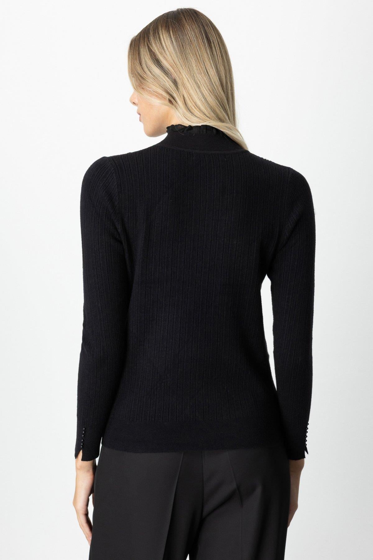Tulle Detailed Ribbed Knit Sweater