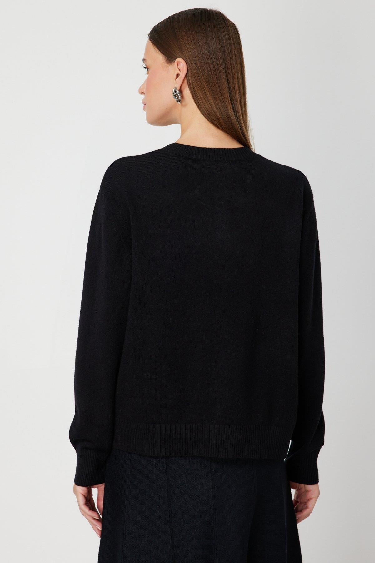 Taş Detaylı Sıfır Yaka Triko Hırka