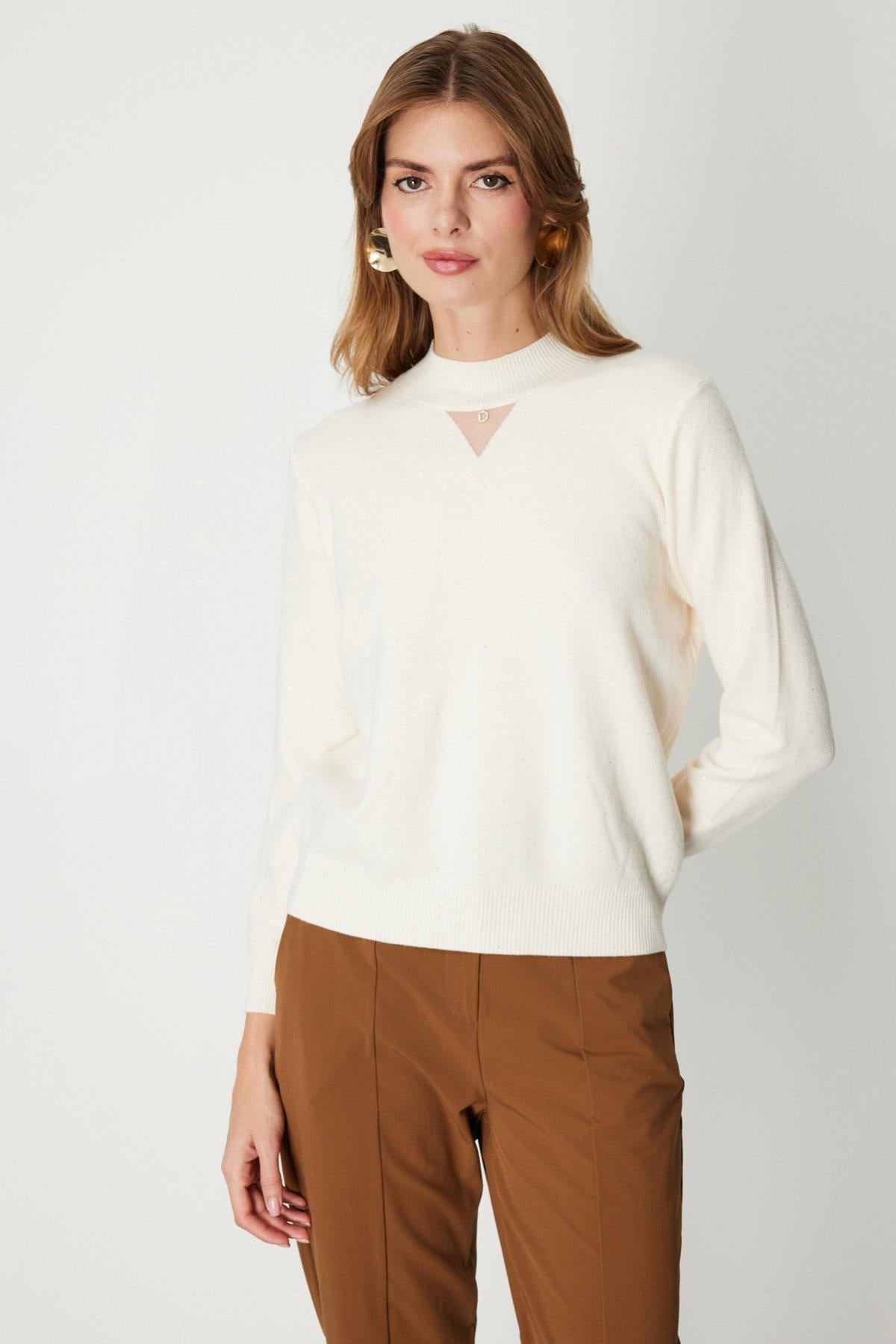 Sparkly and Tulle Detailed Knitwear Sweater