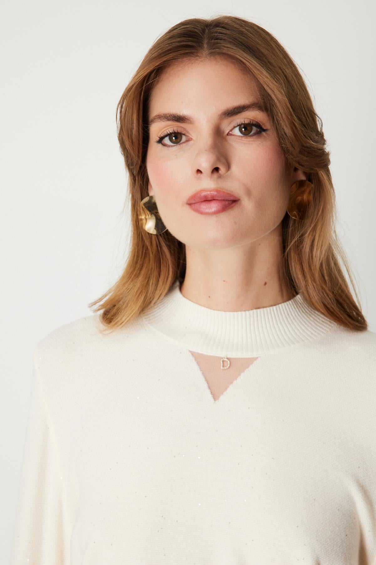 Sparkly and Tulle Detailed Knitwear Sweater