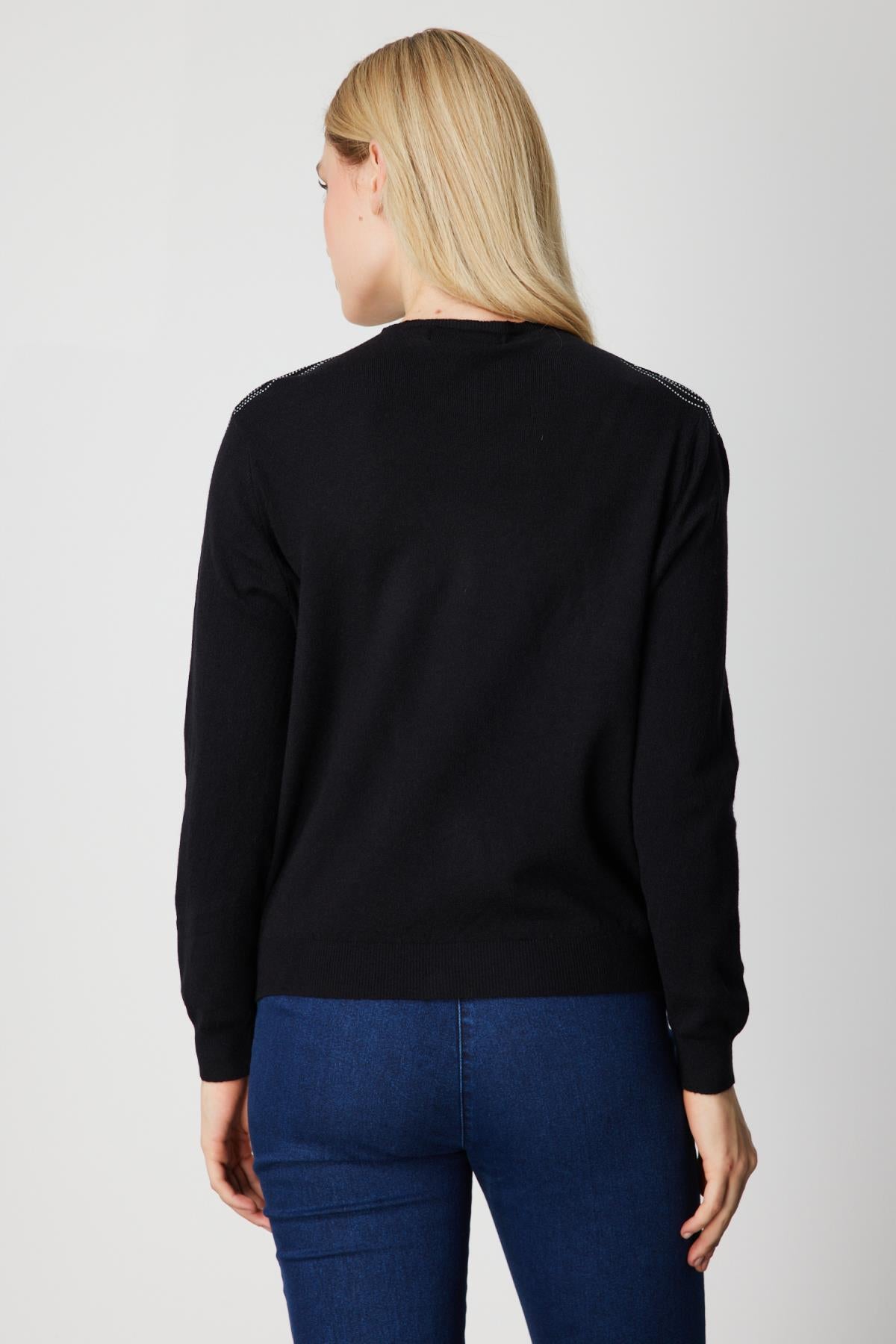 Taş İşleme Desenli Triko Kazak