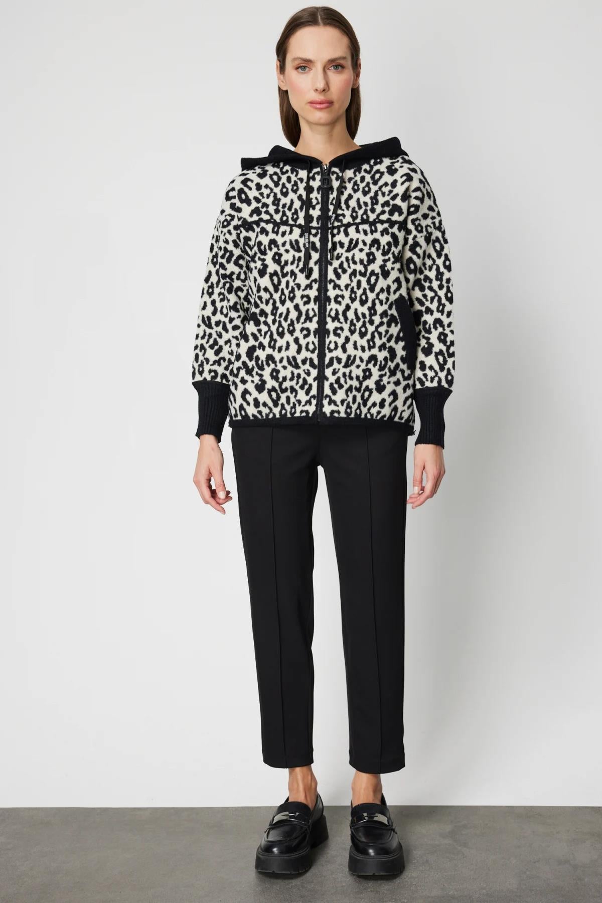 Leopar Desenli Kapüşonlu Hırka