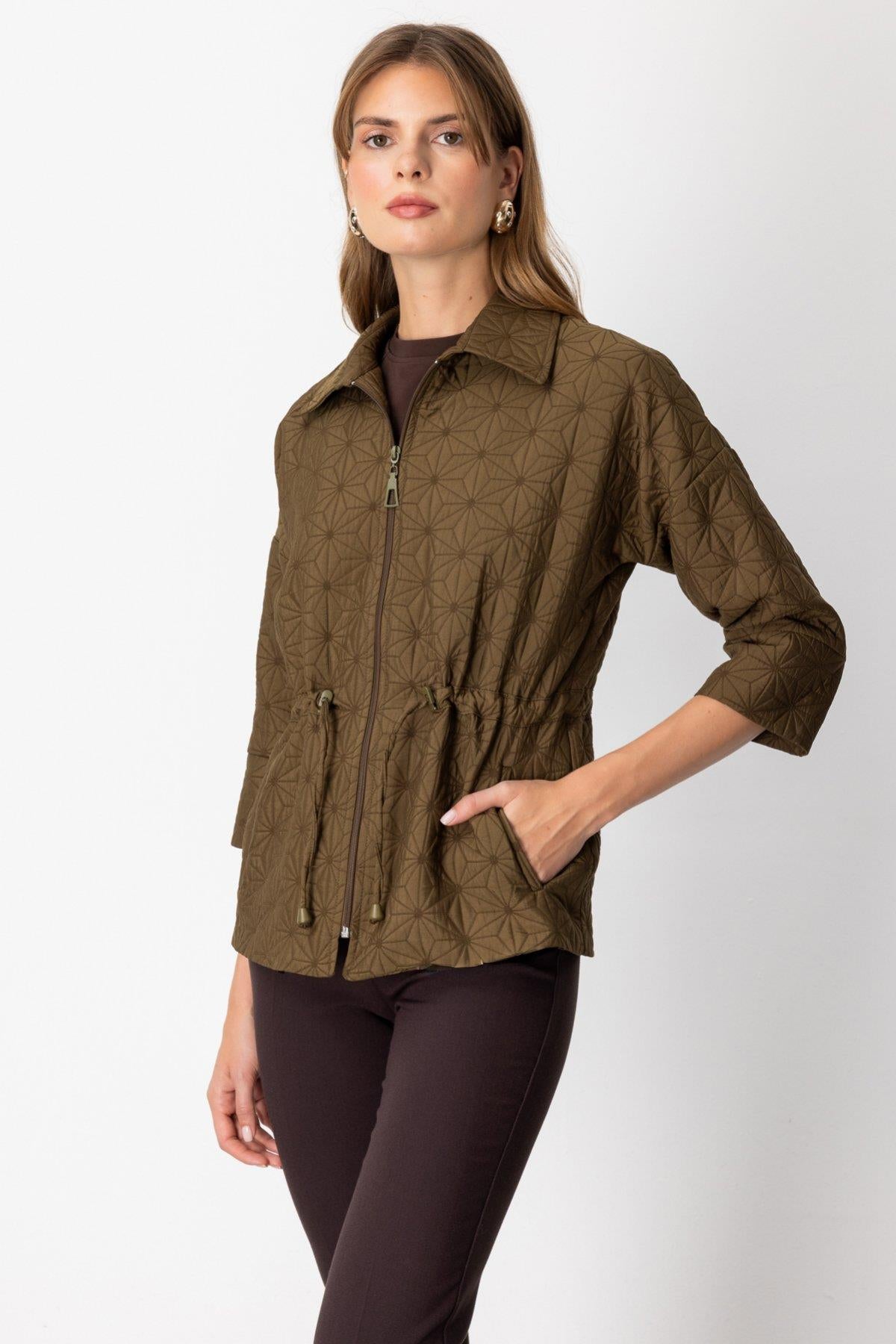 Quilted Jacket with Drawstring Waist