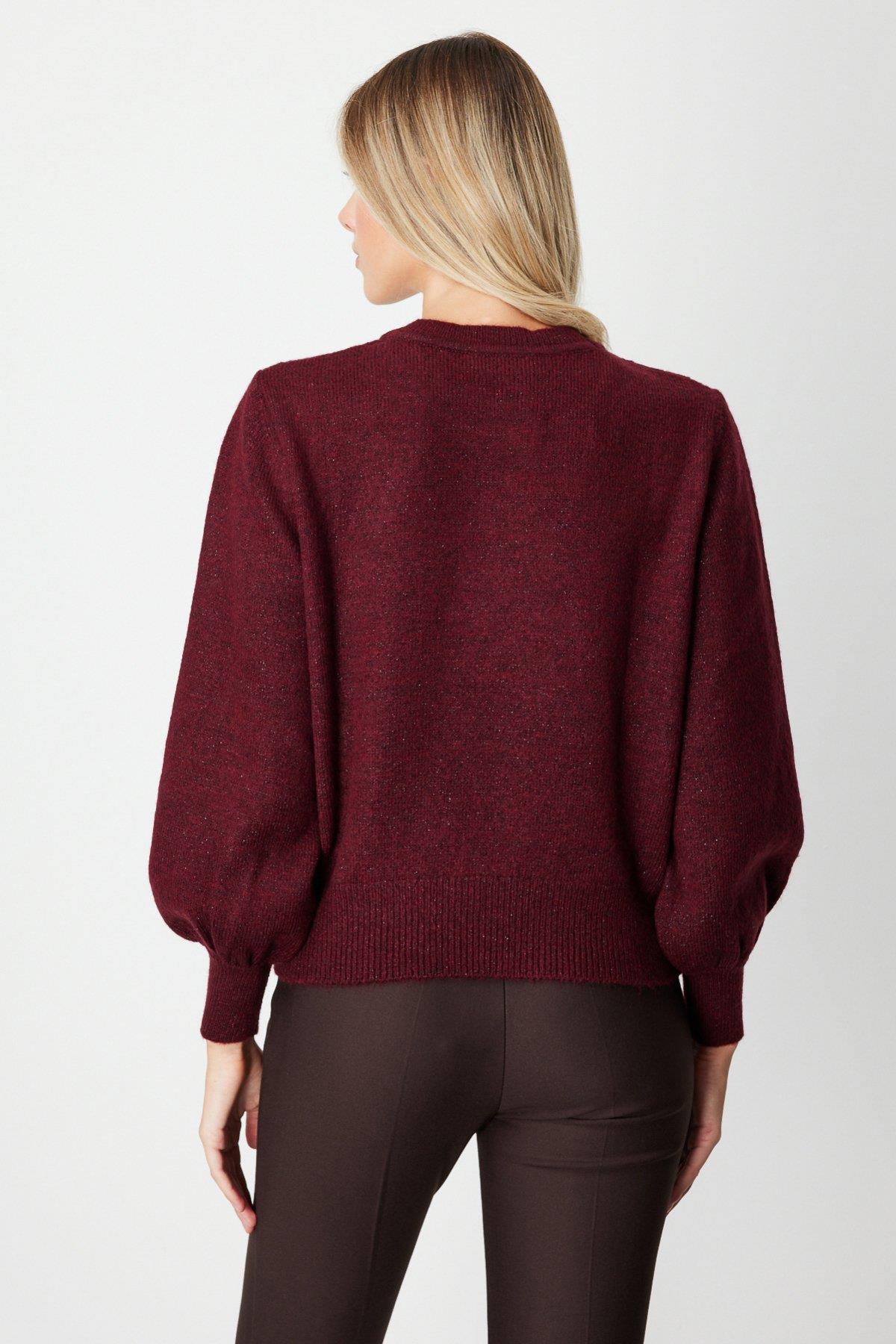 Diamond Patterned Pearl Glitter Detailed Sweater